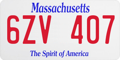 MA license plate 6ZV407
