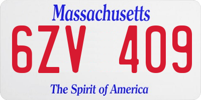 MA license plate 6ZV409