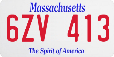 MA license plate 6ZV413