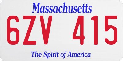 MA license plate 6ZV415
