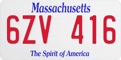 MA license plate 6ZV416