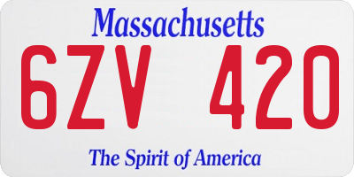 MA license plate 6ZV420