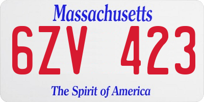 MA license plate 6ZV423