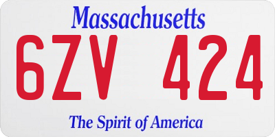 MA license plate 6ZV424