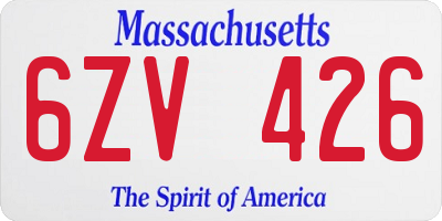 MA license plate 6ZV426