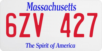MA license plate 6ZV427