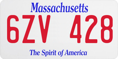 MA license plate 6ZV428