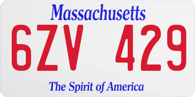 MA license plate 6ZV429