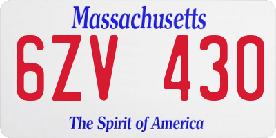 MA license plate 6ZV430