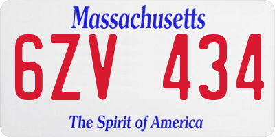 MA license plate 6ZV434