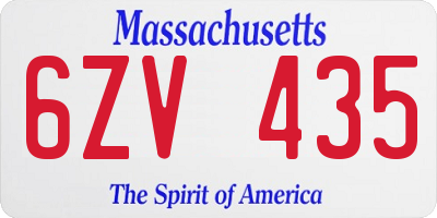 MA license plate 6ZV435