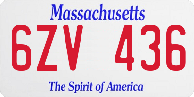 MA license plate 6ZV436