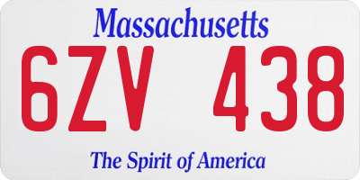 MA license plate 6ZV438