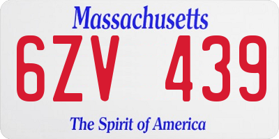 MA license plate 6ZV439