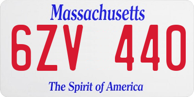 MA license plate 6ZV440