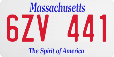 MA license plate 6ZV441