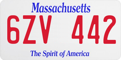 MA license plate 6ZV442