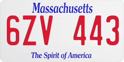 MA license plate 6ZV443