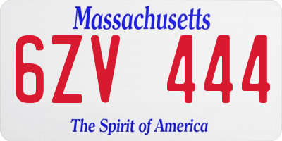 MA license plate 6ZV444