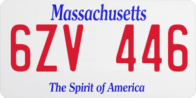 MA license plate 6ZV446
