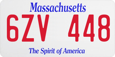 MA license plate 6ZV448