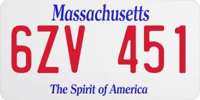 MA license plate 6ZV451
