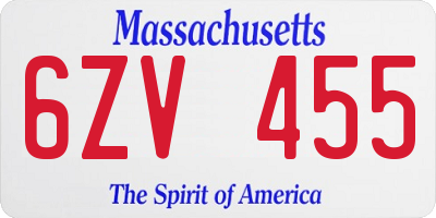 MA license plate 6ZV455
