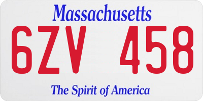 MA license plate 6ZV458