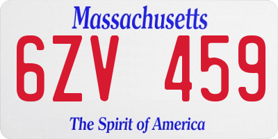 MA license plate 6ZV459