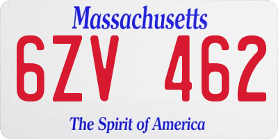 MA license plate 6ZV462