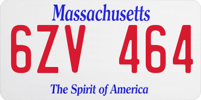 MA license plate 6ZV464