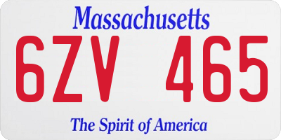 MA license plate 6ZV465