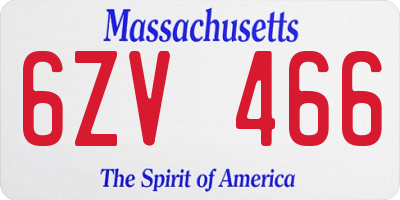 MA license plate 6ZV466
