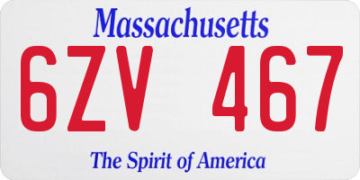 MA license plate 6ZV467