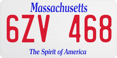 MA license plate 6ZV468