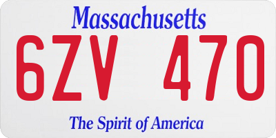 MA license plate 6ZV470