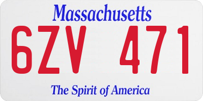 MA license plate 6ZV471