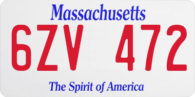 MA license plate 6ZV472