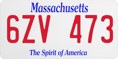 MA license plate 6ZV473