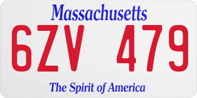 MA license plate 6ZV479