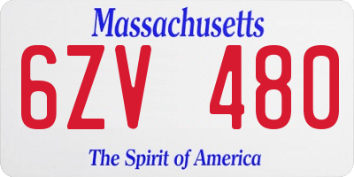 MA license plate 6ZV480