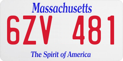 MA license plate 6ZV481