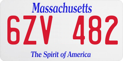 MA license plate 6ZV482