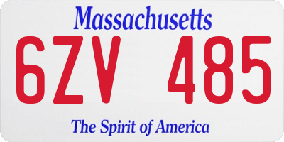 MA license plate 6ZV485