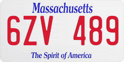 MA license plate 6ZV489