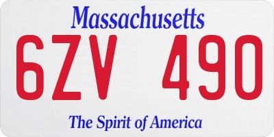 MA license plate 6ZV490