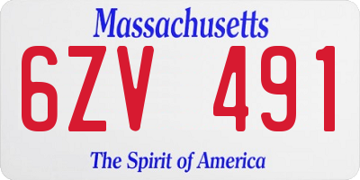 MA license plate 6ZV491