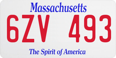 MA license plate 6ZV493