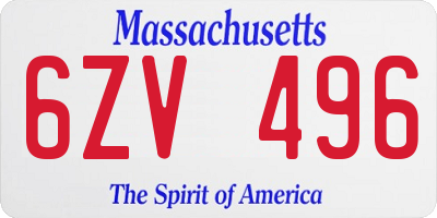 MA license plate 6ZV496