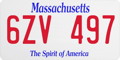 MA license plate 6ZV497